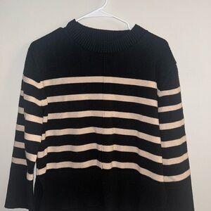 Aeropostale Black and Cream Striped Sweater